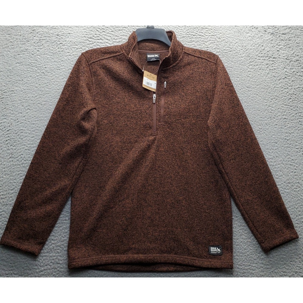 Eddie Bauer 1/4 Zip Pullover Sweater Mens Small Multi Fleece Lined Long Sleeve